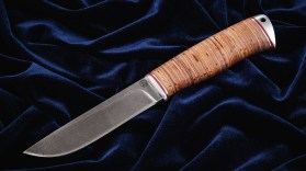 Нож Охотник (дамаск, береста, дюраль)