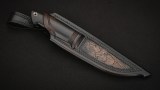 Нож Охотник (S125V, стабилизированный чёрный граб, инкрустация волки, формованные ножны), фото 7