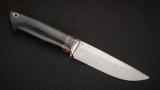 Нож Охотник (S125V, стабилизированный чёрный граб, вставка - стабилизированный зуб мамонта, всечка - кораблик, формованные ножны), фото 4