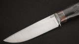 Нож Охотник (S125V, стабилизированный чёрный граб, вставка - стабилизированный зуб мамонта, всечка - кораблик, формованные ножны), фото 2