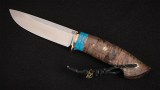 Нож Охотник (S390, вставка - кориан, стабилизированная карельская береза, мозаичные пины), фото 5