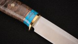 Нож Охотник (S390, вставка - кориан, стабилизированная карельская береза, мозаичные пины), фото 4