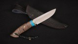 Нож Охотник (S390, вставка - кориан, стабилизированная карельская береза, мозаичные пины), фото 6