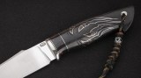 Нож Росомаха (N690, тёмный кориан, стабилизированный чёрный граб, инкрустация - коготь), фото 3