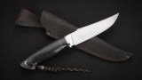 Нож Росомаха (N690, тёмный кориан, стабилизированный чёрный граб, инкрустация - коготь), фото 6