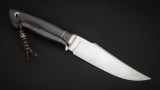 Нож Росомаха (N690, тёмный кориан, стабилизированный чёрный граб, всечка - кораблик), фото 4