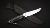Нож Росомаха (N690, тёмный кориан, стабилизированный чёрный граб, всечка - кораблик), фото 6