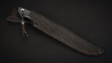 Нож Росомаха (N690, тёмный кориан, стабилизированный чёрный граб, всечка - кораблик), фото 7