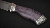 Нож Русский (D2, стабилизированная карельская береза фиолетовая, литьё мельхиор), фото 3