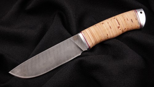 Нож Сафари (дамаск, береста, дюраль)