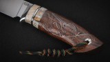 Нож Сафари (S390, незильбер, стабилизированный зуб мамонта, айронвуд, инкрустация охота), фото 4