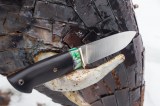 Нож Сахалин (М398, стабилизированный зуб мамонта, стабилизированный чёрный граб, формованные ножны), фото 8