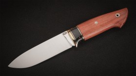 Нож Сахалин (N690, тёмный кориан, бубинга-помеле, мозаичные пины)