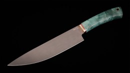 Нож Шеф-повар 4 (тигельный булат, стабилизированная карельская береза)