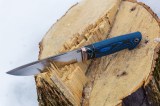 Нож Скорпион (S125V, макуме, стабилизированный зуб мамонта, синий карбон, формованные ножны), фото 2