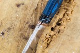 Нож Скорпион (S125V, макуме, стабилизированный зуб мамонта, синий карбон, формованные ножны), фото 6