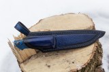 Нож Скорпион (S125V, макуме, стабилизированный зуб мамонта, синий карбон, формованные ножны), фото 11