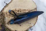 Нож Скорпион (S125V, макуме, стабилизированный зуб мамонта, синий карбон, формованные ножны), фото 13