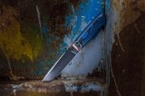 Нож Скорпион (S125V, макуме, стабилизированный зуб мамонта, синий карбон, формованные ножны), фото 21