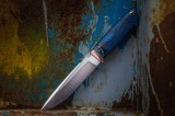 Нож Скорпион (S125V, макуме, стабилизированный зуб мамонта, синий карбон, формованные ножны), фото 22