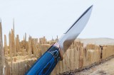 Нож Скорпион (S125V, макуме, стабилизированный зуб мамонта, синий карбон, формованные ножны), фото 14