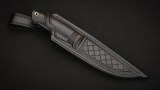Нож Соболь (М390, стабилизированный чёрный граб, мозаичные пины, формованные ножны), фото 7