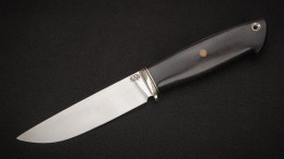 Нож Соболь (М390, стабилизированный чёрный граб, мозаичные пины, формованные ножны)