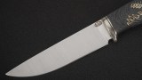 Нож Соболь (М398, стабилизированный чёрный граб, инкрустация рысь, формованные ножны), фото 2