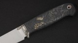 Нож Соболь (М398, стабилизированный чёрный граб, инкрустация рысь, формованные ножны), фото 3