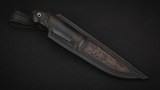 Нож Соболь (М398, стабилизированный чёрный граб, инкрустация рысь, формованные ножны), фото 7