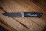 Нож Соболь (М398, стабилизированный чёрный граб, инкрустация Щука), фото 9