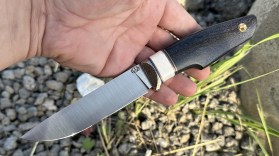 Нож Соболь (QPM 53, макуме, элфорин, стабилизированный граб, формованные ножны)