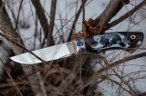 Нож Соболь (S90V, макуме, стабилизированный зуб мамонта, рог буйвола, формованные ножны, скрим шоу Соболь), фото 4