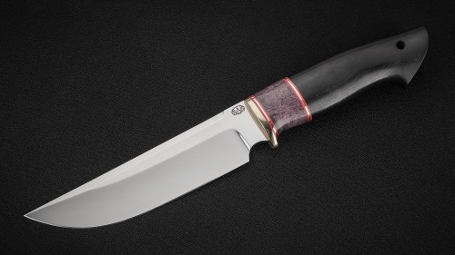 Нож Тайга (95Х18, стабилизированная вставка фиолетовая, чёрный граб)