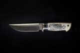 Нож Тайга (S125V, стабилизированный зуб мамонта, клык моржа, скрим шоу волки, формованные ножны), фото 2