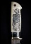 Нож Тайга (S125V, стабилизированный зуб мамонта, клык моржа, скрим шоу волки, формованные ножны), фото 4