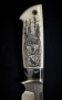 Нож Тайга (S125V, стабилизированный зуб мамонта, клык моржа, скрим шоу волки, формованные ножны), фото 5