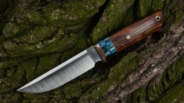 Нож Тайга (S90V, макуме, стабилизированный зуб мамонта, айронвуд, формованные ножны)