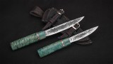 Охотничий комплект Якутских ножей Спарки (Х12МФ, стабилизированная карельская береза, зеленая), фото 5