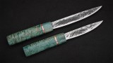 Охотничий комплект Якутских ножей Спарки (Х12МФ, стабилизированная карельская береза, зеленая), фото 4