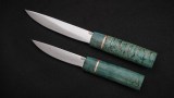 Охотничий комплект Якутских ножей Спарки (Х12МФ, стабилизированная карельская береза, зеленая), фото 2