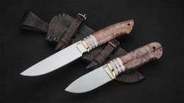 Охотничий комплект ножей Спарки (К340, стабилизированная карельская береза, вставка - белый кориан)