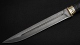 Пластунский нож (булат, чёрный граб, авторское литьё, деревянные ножны), фото 2