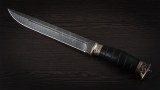 Пластунский нож (дамаск, чёрный граб, авторское литьё-бронза, деревянные ножны), фото 11