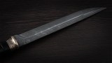 Пластунский нож (дамаск, чёрный граб, авторское литьё-бронза, деревянные ножны), фото 13