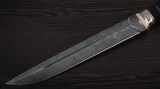 Пластунский нож (дамаск, чёрный граб, авторское литьё-бронза, деревянные ножны), фото 2