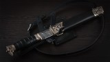 Пластунский нож (дамаск, чёрный граб, авторское литьё-бронза, деревянные ножны), фото 9