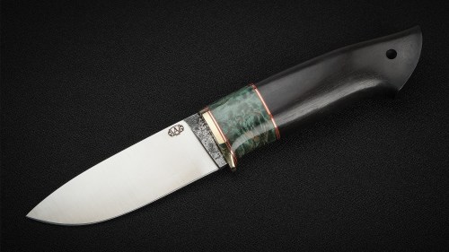 Шкуросьемный нож Бобр (Х12МФ, черный граб, стабилизированная вставка)